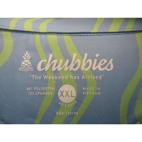 Chubbies Performance Polo 2XL Wavy Daze Blue/Green NWT - Picture 3 of 6
